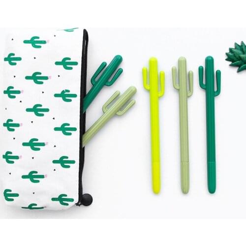 Cactus Gel roller ball Cute pen for writing signature Black ink Creative Office decoration school supplies