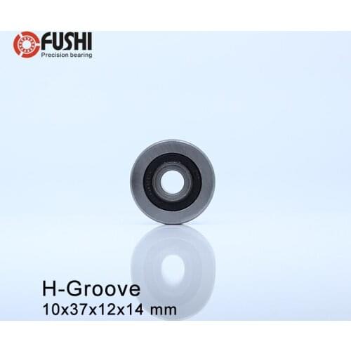 H Groove Bearing ( 2PCS ) 10*37*12*14 mm Steel Bearing Rollers H5/2.5 H6/2 H6/3 Slide Guide Bearings U Wheel Pulley