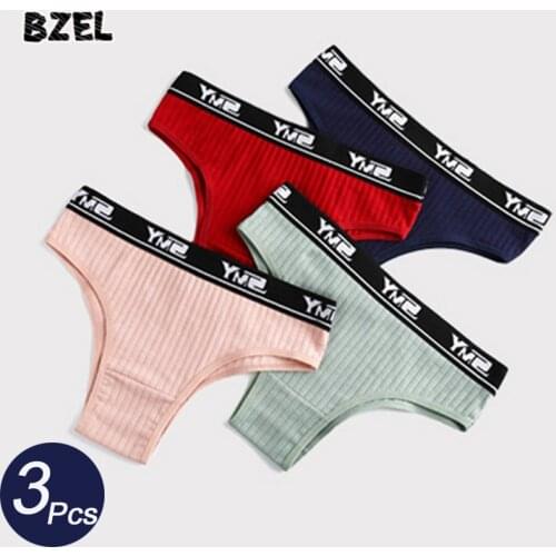 BZEL 3Pcs/lot Sexy Womens Cotton Sport Panties Underwear Seamless Letter Panty Low Rise Comfort Breathable Lady Lingerie Briefs