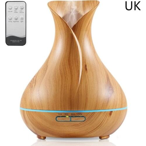 400ml Aroma Diffuser Essential Oil Ultrasonic Air Humidifier Wood Grain 7 Color Changing LED Lights for Home Office R2JD
