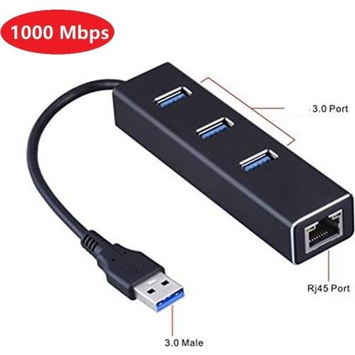 USB Gigabit Ethernet Adapter 3 Ports USB 3.0 HUB USB to Rj45 Lan Network Card for Macbook Mac Desktop