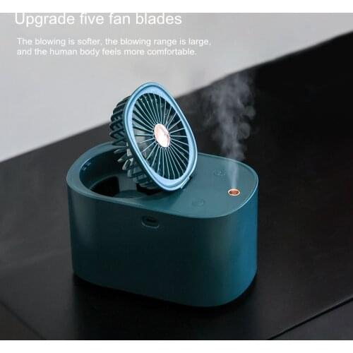 USB Rechargeable Air Humidifier with Electric Mini Foldable Fan Desktop Ultrasonic Cool Mist Maker Cooler Air Conditioner Fogger