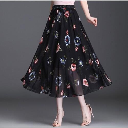 Women Pleated Tutu Tennis Beach Kawaii Skirt Jupe Punk Short Black Chiffon Floral A Line High Waist Bandage Sexy Mini Summer