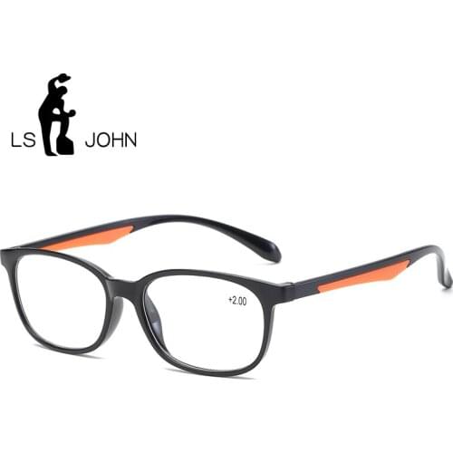 LS JOHN Fashion Women Men Reading Glasses TR90 Ultralight Retro Resin Clear Lens Female Male Reader Eyewear Presbyopic Glasses