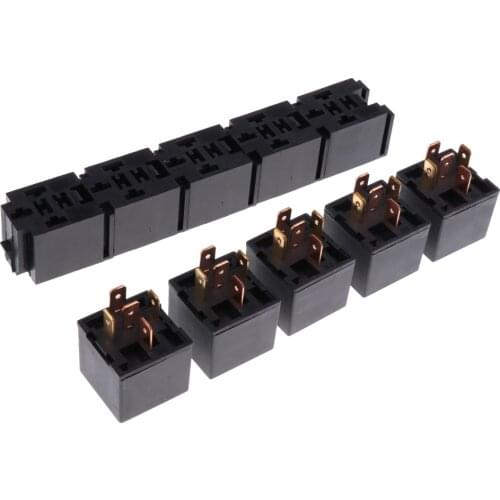 1 Set Car Control Relay Socket 5 Pin 80A Relay Socket Terminal Connector DPDT For Auto Alarm/Headlight/Remote Start/Stereo