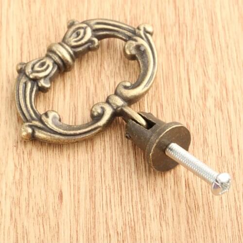 1Pc 47*42mm Antique Bronze Furniture Handle Zinc Alloy Cabinet Knobs and Handles Kitchen Drawer Cupboard Door Ring Pulls Handle