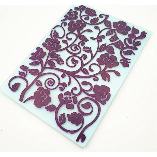 10.5x14.5cm Purple vines Embossing folders Plastic bump Scrapbooking DIY Template Fondant indentation Cake Photo Album Card Make