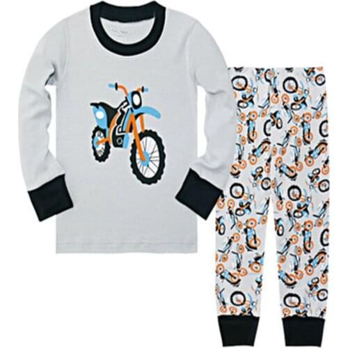 New Boys 2Pcs Pyjamas Kids Motorbike Pajamas Baby for 2-7Years Pijama Children Clothing Sets Girls 100% Cotton Sleeve