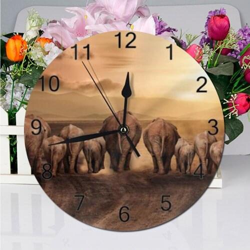 25CM Wall Clock Elephant Animal Numeral Digital Dial Mute Silent non-ticking electronic wall clock Battery Operated for Bedroom