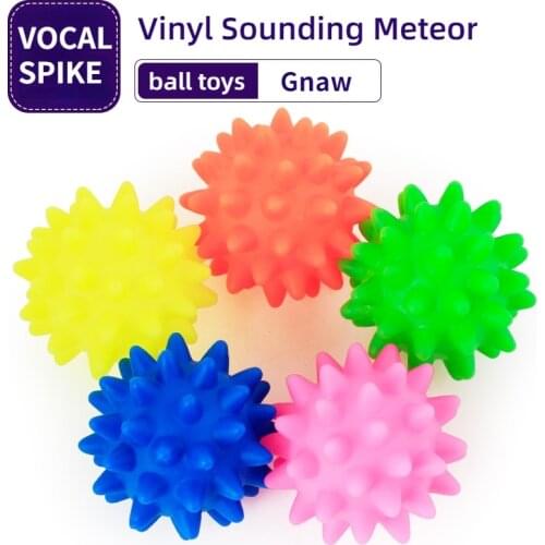 4PCS Hedgehog Rubber Ball Interactive Toy Dog Pet Cat Biting Chewing Ball Squeaky Play Elastic 6.5cm Puppy Toy #Y5