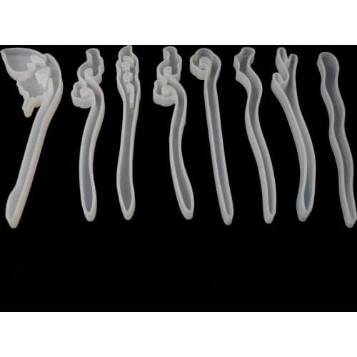 8Pcs DIY Classical Hairpin Silicone Mold Hair Sticks Jewelry Making Resin Craft