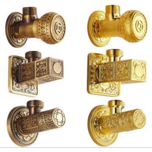 8 Styles Gold/ Antique Brass Triangle valve bathroom accessory 1/2*1/2 brass angle valves
