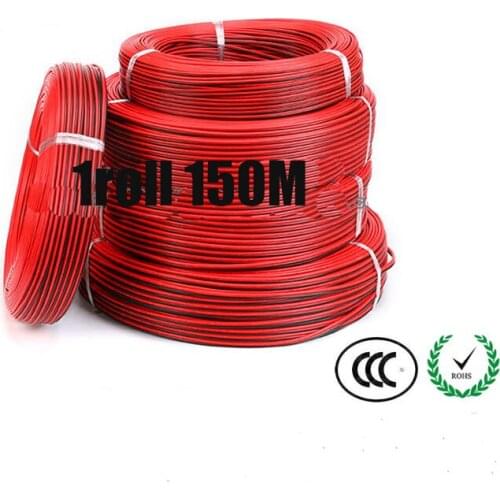 Free shipping 50M RVB 2x1.5 SQMM copper core wire doubling color wire ( Black&Red ) 2*1.5 square PVC wire