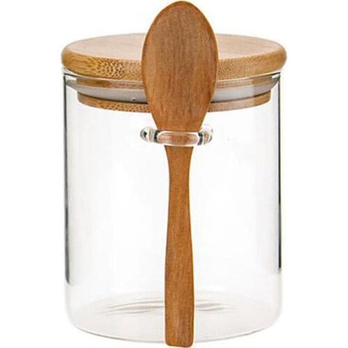 Big deal Food Storage Glass Jar Clear Sealed Canister Container with Lid and Spoon for Loose Tea Salt Sugar Coffee Bean Preserva