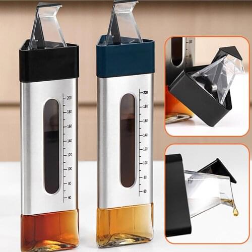 260ML Automatic Opening And Closing Glass Oil Can Stainless Steel Soy Sauce Vinegar Seasoning Bottle Oil Tank Bottle