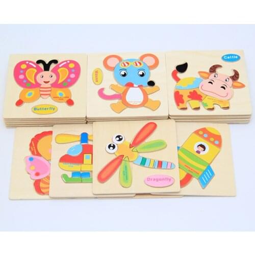 Wooden Animal Traffic Puzzle 3-dimensional Kids Educational Puzzle Toy