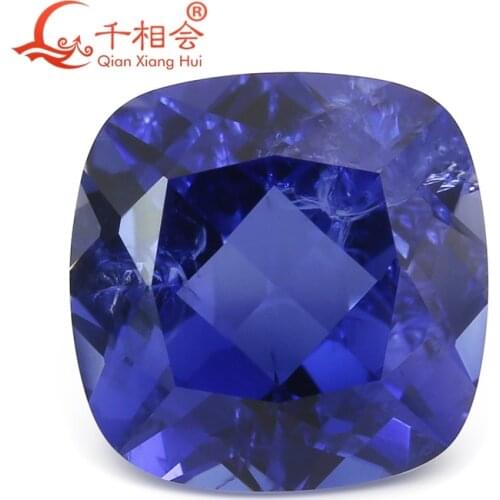 33# cushion shape artificial sapphire blue color natural cut including minor cracks and inclusions corundum loose gem stone