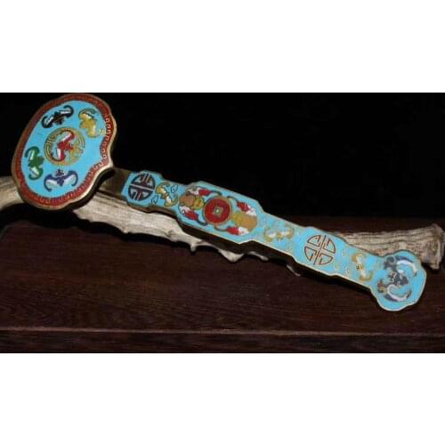 Exquisite old Chinese pure copper cloisonne Ruyi ornaments