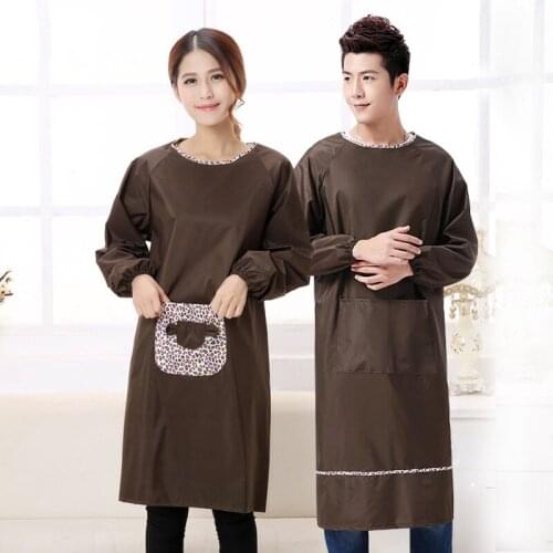 2 piece apron home kitchen Korean fashion long-sleeved smock adult waterproof and oil-proof overalls male anti-dressing women