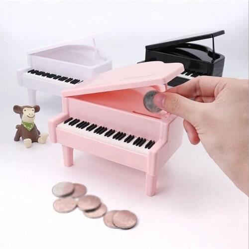 Piano pattern piggy bank simulation plastic piggy bank crafts ornaments creative gifts piano money cans 05142
