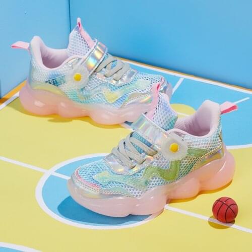 2021 Girls Sneakers Summer Designer Kids Shoes Sequins Breathable Casual Shoes for Little Girl 4-16 Years Childrens Sneakers