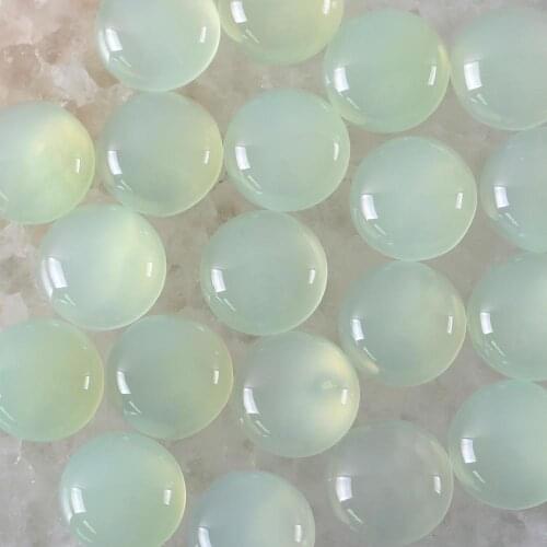 16MM Round CAB Cabochon Natural Gem Stone Light Green Onyx No Drilled Hole Beads For Jewelry Making Bracelet Earring 10Pcs K919