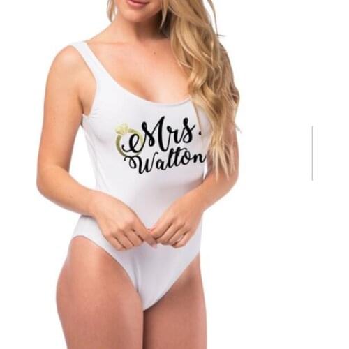 Customize name Mrs Bride honeymoon Bathing Suit,Bridesmaid bikinis Bathing Suits birthday Bachelorette Swimwear Swimsuit