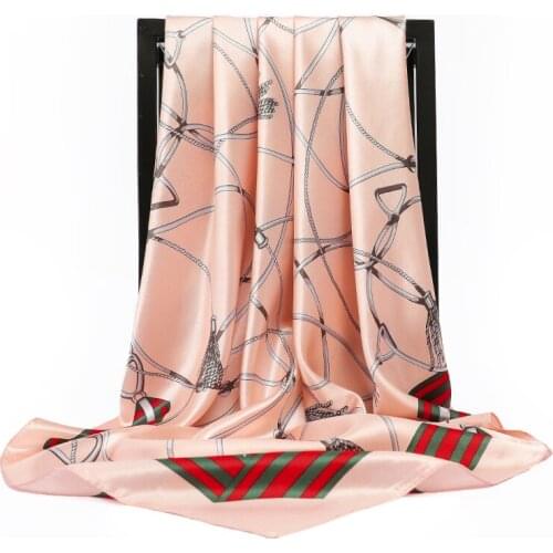Square Silk Scarves Women Foulard 90*90cm Satin Hair Head Hijab Scarf Ladies chiffon Shawl Wrap Muffler Pareo Bandanna Female