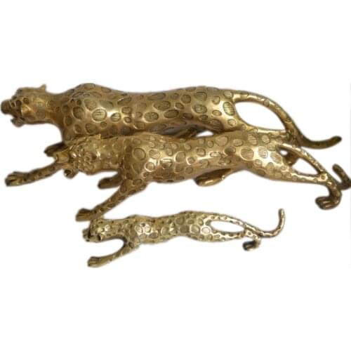 A leopard leopard cheetah copper copper ornaments Zhaocai office decorations Home Furnishing house navidadroom Art Statue