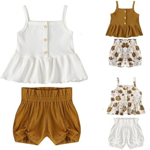 1-5 Year Girl Summer Costume Set 2PC Kids Print Vest + Shorts Baby Girl Christmas Halloween Costume Toddler Children Sets