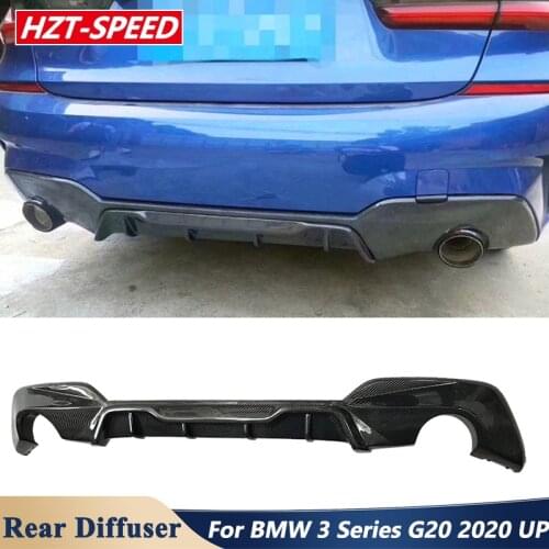 M Style Carbon Fiber Rear Bumper Shovel Spoiler Lip Diffuser For BMW 3 Series G20 G28 Sport Car Body Kit Tuning 2020 Up