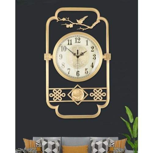 Copper wall clock modern design decorations living room mute 25 cm in diameter Glass mirror digital clock home decoration
