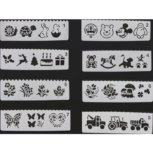 Cartoon Patterns Cake Stencils for Painting Preschool Kids Hand Craft Childrens Toy Drawing Tool Border Frame Template Ruler