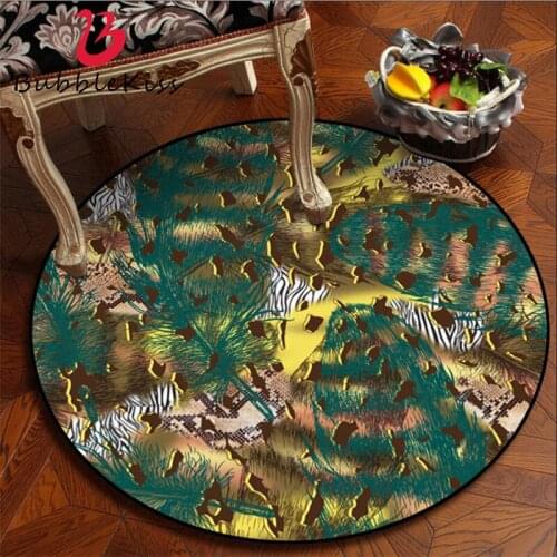 Soft Area Rugs for Home Living Room Art Abstract Leaf Pattern Round Rug Rugs for Children Rooms 100% Polyester Mechanical Wash