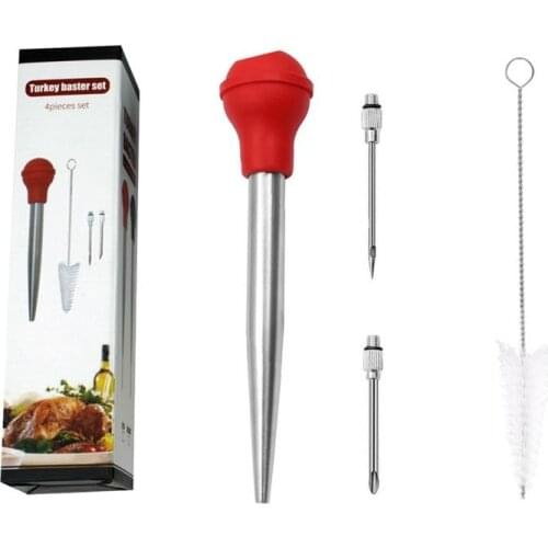 4Pcs Meat Injector Kit Portable Rustproof Turkey Injector Meat Marinade Injector Meat Tools BBQ Tools Accessories