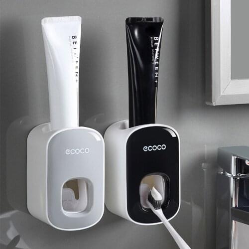 Wall Mount Automatic Toothpaste Dispenser Bathroom Accessories Set Squeezer Toothbrush Holder Tool Tooth Dust Proof Stand Conve