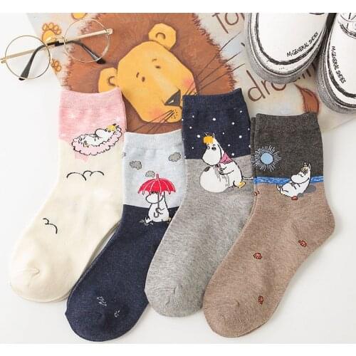 Japanese Style Hippo Socks For Women Cartoon Anime Breathable Cotton Socks Female Spring Casual Sport Socks Cute Happy Funny Sox