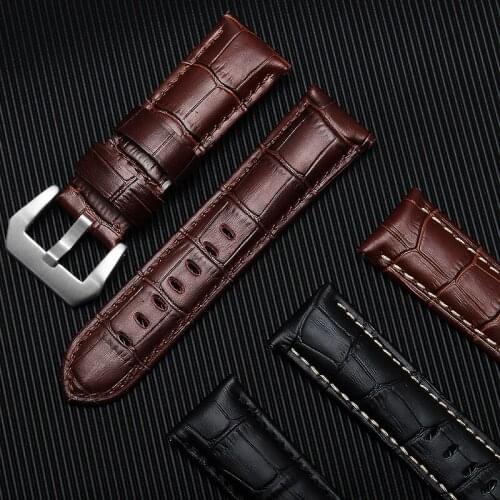 2019 New blue high quality leather watch 22MM 24MM 26MM Fashion handmade With bamboo sea belt for Straps Men Watch band+tool