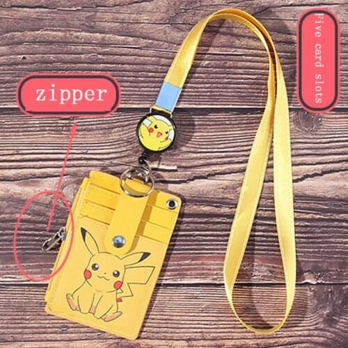 New Anime Pokemon Pikachu Cartoon Card Holder Pvc Card Student Campus Kawaii Card Hanging Card Holder Lanyard Id Card Toys