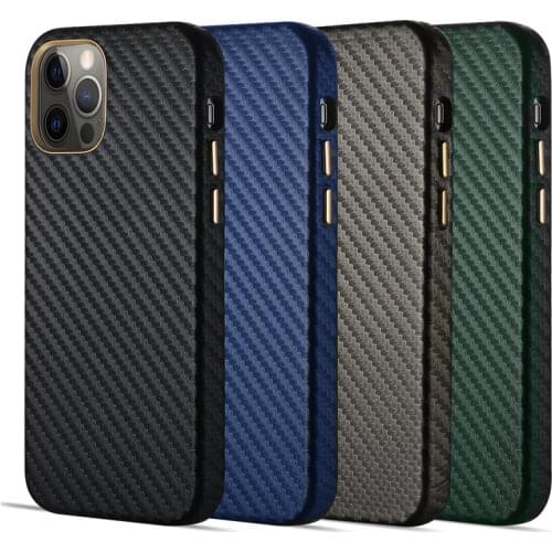 Carbon Fiber Shockproof Phone Case For iPhone 11 12 Pro Max 12 Mini 7 8 Plus XR X XS Max 11 Pro Soft Bumper Business Back Cover