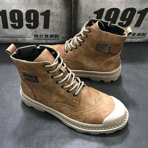 Luxury Brand Fashion Ankle Boots Male High Top Spring Summer Breathable Casual Snearetro motorcyc leather Martin Men boots