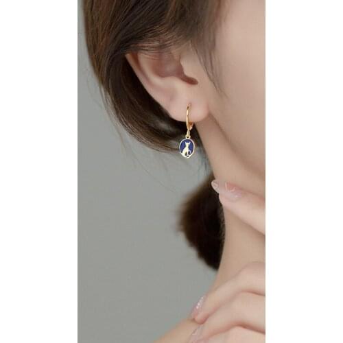 14k gold earrings cute cat Hoop Earrings for Women Shiny real gold Jewelry Gifts fashion womens accessoires