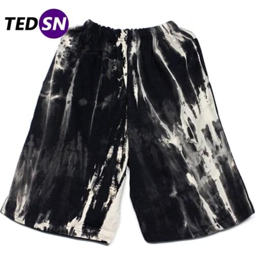 Vintage Tie Dye Shorts Oversized Joggers Pockets Baggy Hip Hop Cargo Shorts Streetwear 2021 Summer Casual Short Lattice Doodle