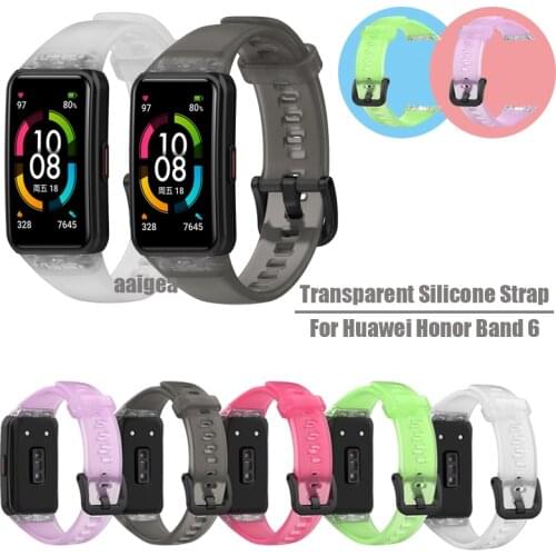 For Huawei Band 6 Pro / Honor Band 6 Silicone Transparent Waterproof Strap Watchband