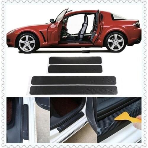 4PCS Car Styling Stickers Scuff Anti Scratch Carbon Fiber for Audi S5 S6 S7 S8 SQ5 C5 A4 B5 B6 B8 A6 A3 A5 Q5 Q7