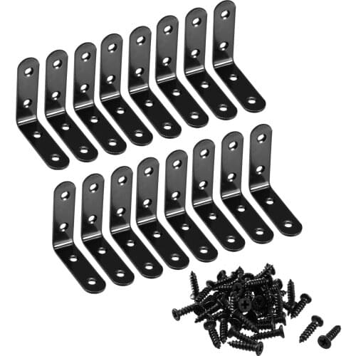Uxcell Corner Brace Angle Bracket Fastener L Shape 65mmx65mmx19mm Black w Screws 16pcs