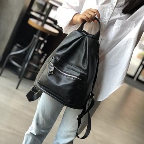 Art High-Capacity Casual Joker Fold Head Layer Cowhide Vintage Women Backpack New Classic Multi-Function Travel Bags