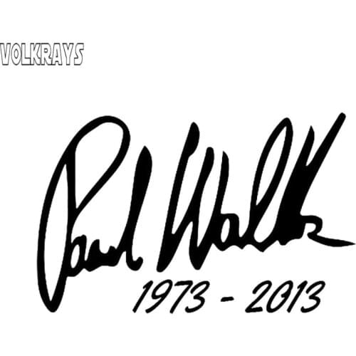 Volkrays Creative Car Sticker Fast & Furious Paul Walker Signature Words Accessories Sunscreen Vinyl Decal Black/Silver,8cm*11cm