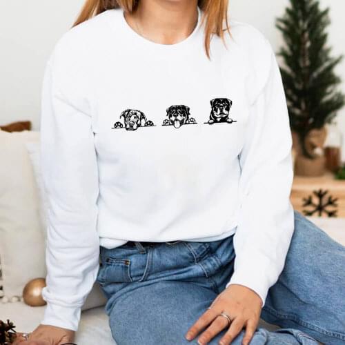 Cute Cartoon Dogs 100%Cotton Printed Women Sweatshirt Spring Autunm Funny Casual O-Neck Pullovers Long Sleeve Tops Dog Mom Gift