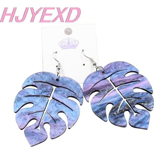 1pair) HP057-Acrylic Vintage Palm Leaf Earring Laser Cutout Sky Galaxy Acrylic Monstera Earrings